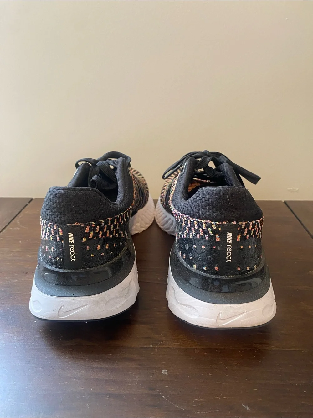 Women's Black Knit Athletic Sneakers with Multicolor Speckle
